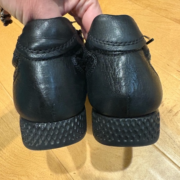 Saydo leather athletic shoes sneakers lace up zipper sz 9-9.5 black - Picture 4 of 7